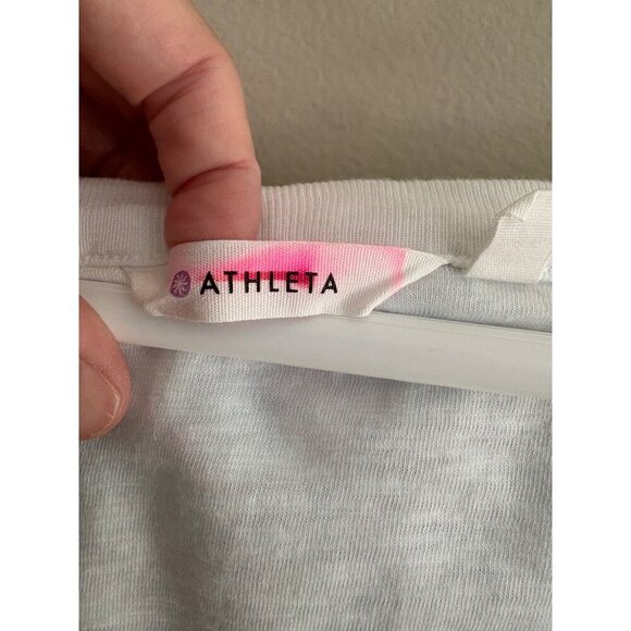 Athleta White Paisley Print Colorful Racerback Athletic Tank Size Small Tall - Picture 2 of 10